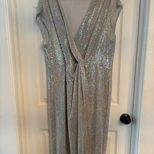Floor Length Silver Dress, size 22